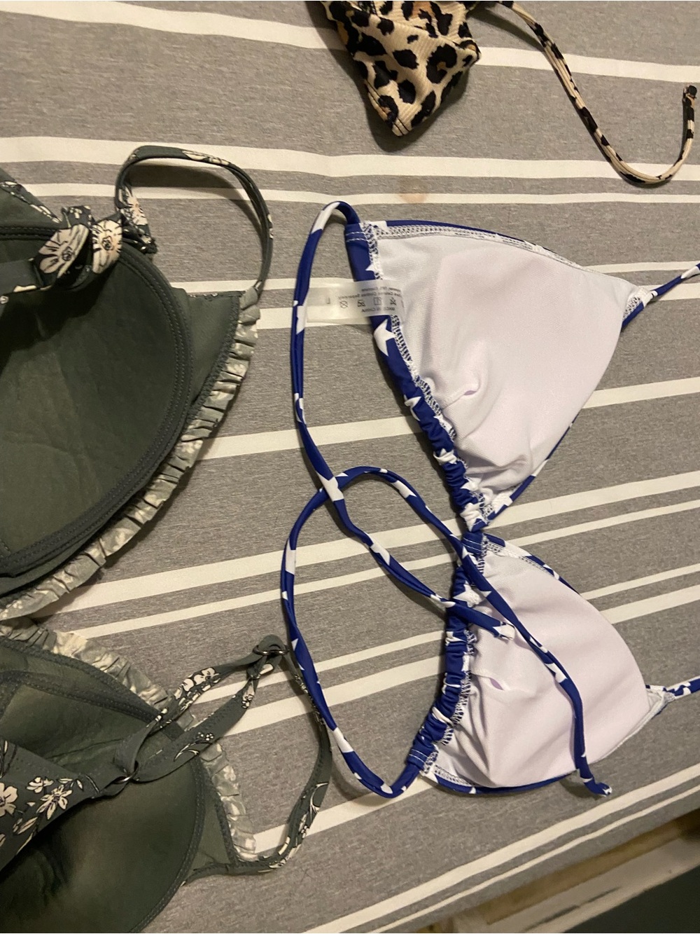 Source Unknown Women’s Multi-Pattern Swim Bikini Tops — Blue, Black, Tan, Green - Picture 10 of 10